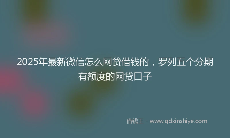 2025年最新微信怎么网贷借钱的，罗列五个分期有额度的网贷口子