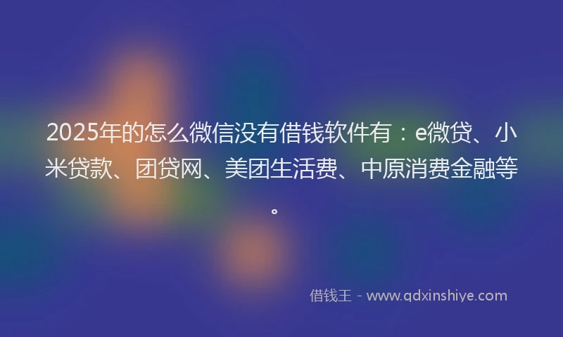 2025年的怎么微信没有借钱软件有：e微贷、小米贷款、团贷网、美团生活费、中原消费金融等。