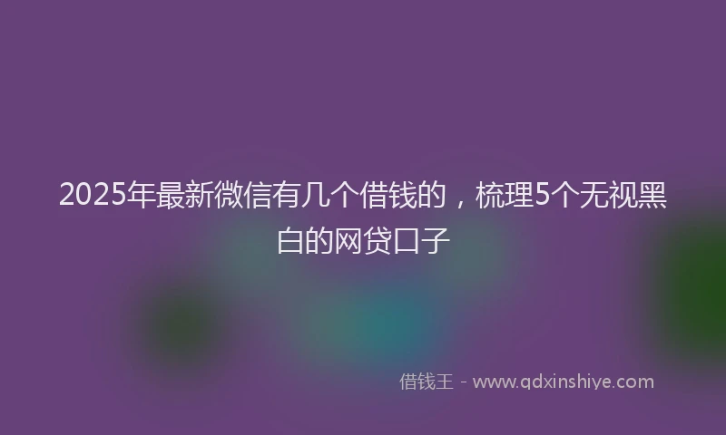 2025年最新微信有几个借钱的，梳理5个无视黑白的网贷口子