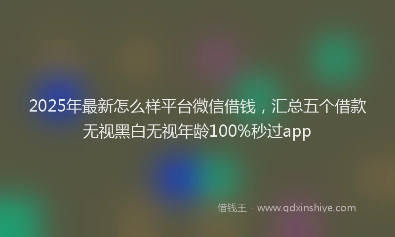 2025年最新怎么样平台微信借钱，汇总五个借款无视黑白无视年龄100%秒过app