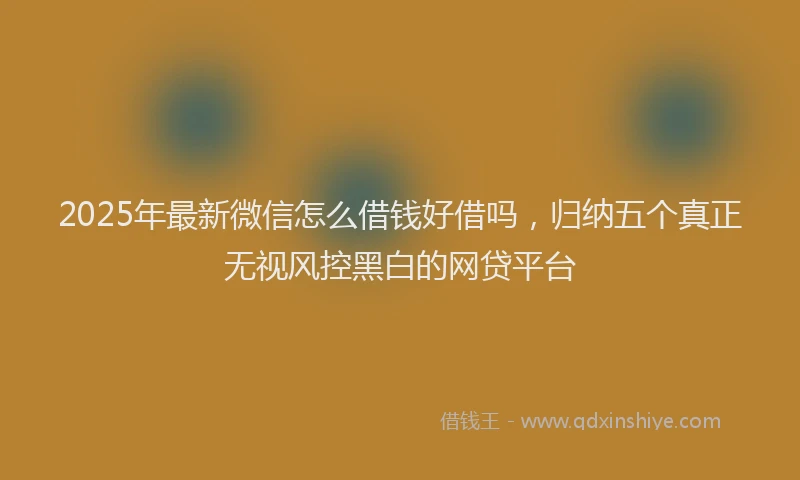 2025年最新微信怎么借钱好借吗，归纳五个真正无视风控黑白的网贷平台