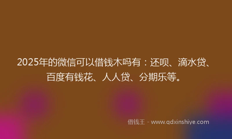 2025年的微信可以借钱木吗有：还呗、滴水贷、百度有钱花、人人贷、分期乐等。
