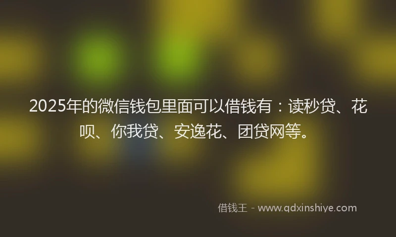 2025年的微信钱包里面可以借钱有：读秒贷、花呗、你我贷、安逸花、团贷网等。