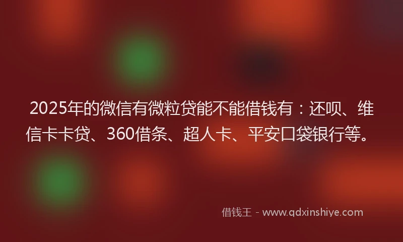 2025年的微信有微粒贷能不能借钱有：还呗、维信卡卡贷、360借条、超人卡、平安口袋银行等。