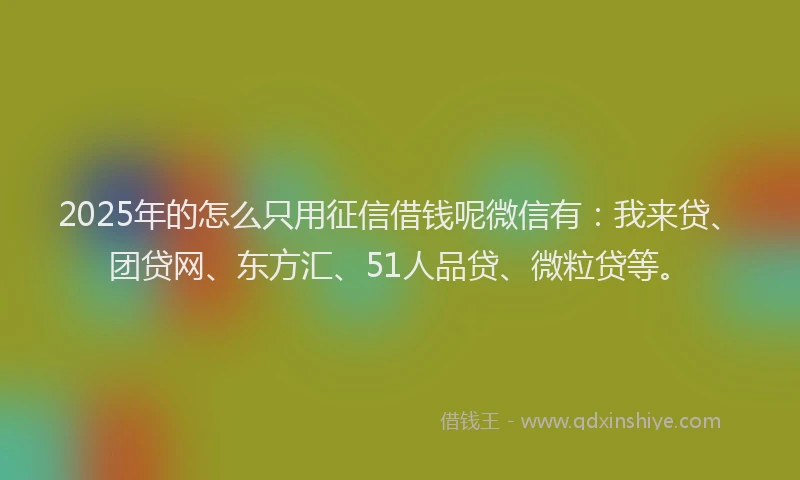 2025年的怎么只用征信借钱呢微信有：我来贷、团贷网、东方汇、51人品贷、微粒贷等。