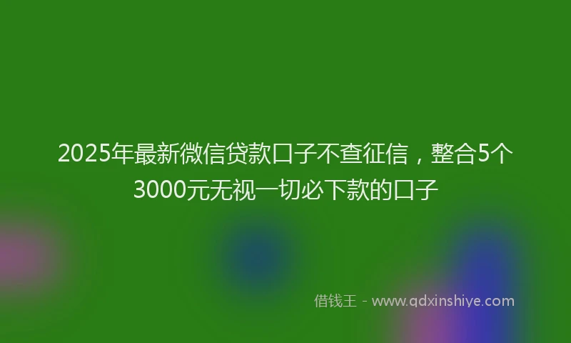 2025年最新微信贷款口子不查征信，整合5个3000元无视一切必下款的口子
