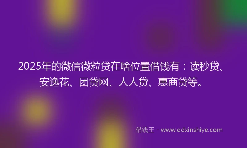 2025年的微信微粒贷在啥位置借钱有：读秒贷、安逸花、团贷网、人人贷、惠商贷等。