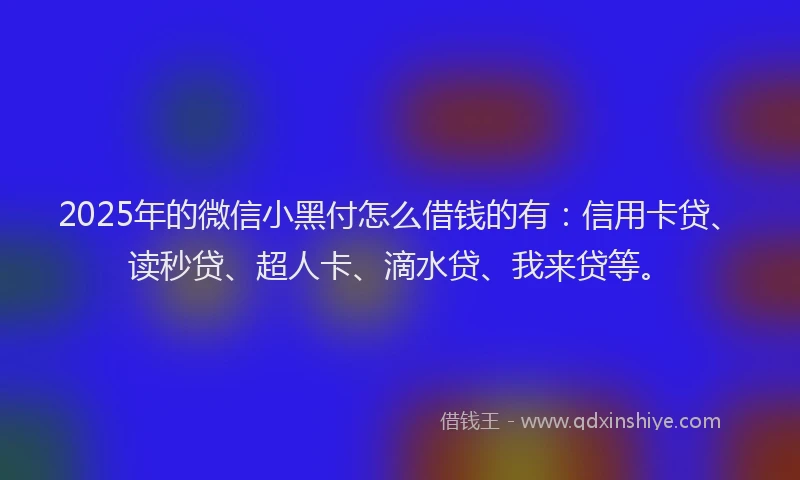 2025年的微信小黑付怎么借钱的有：信用卡贷、读秒贷、超人卡、滴水贷、我来贷等。