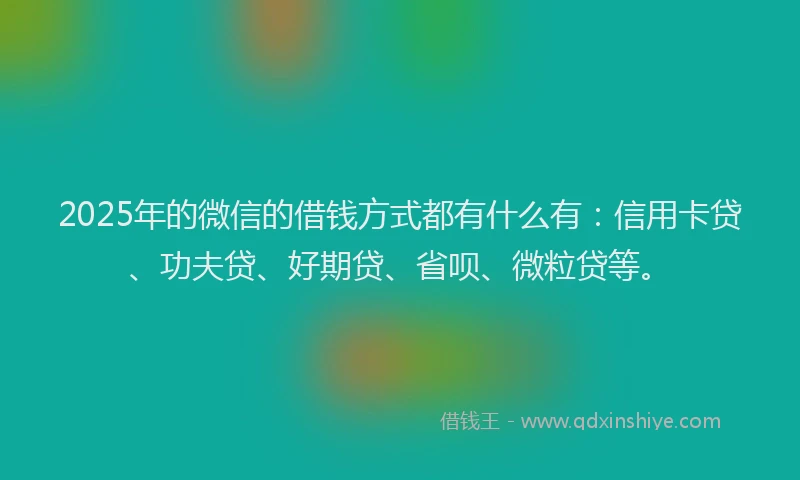 2025年的微信的借钱方式都有什么有：信用卡贷、功夫贷、好期贷、省呗、微粒贷等。