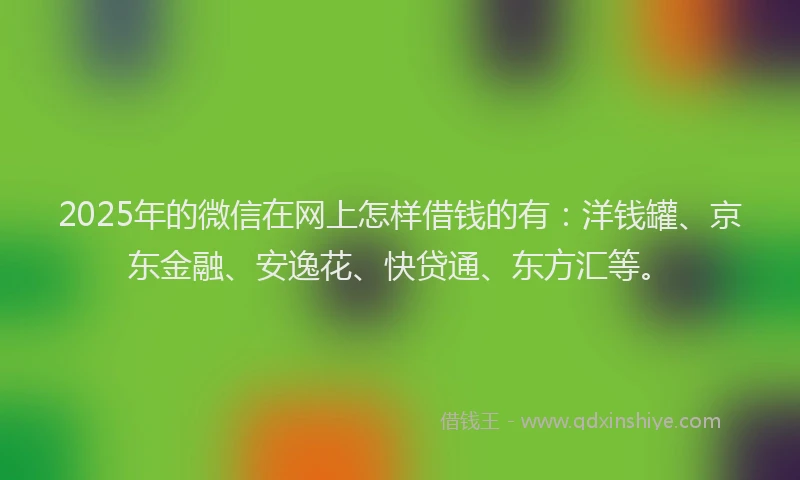 2025年的微信在网上怎样借钱的有：洋钱罐、京东金融、安逸花、快贷通、东方汇等。