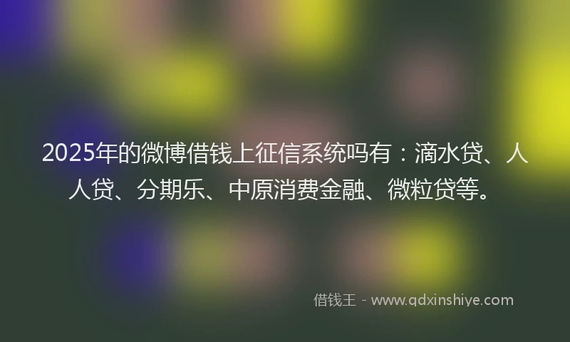 2025年的微博借钱上征信系统吗有：滴水贷、人人贷、分期乐、中原消费金融、微粒贷等。