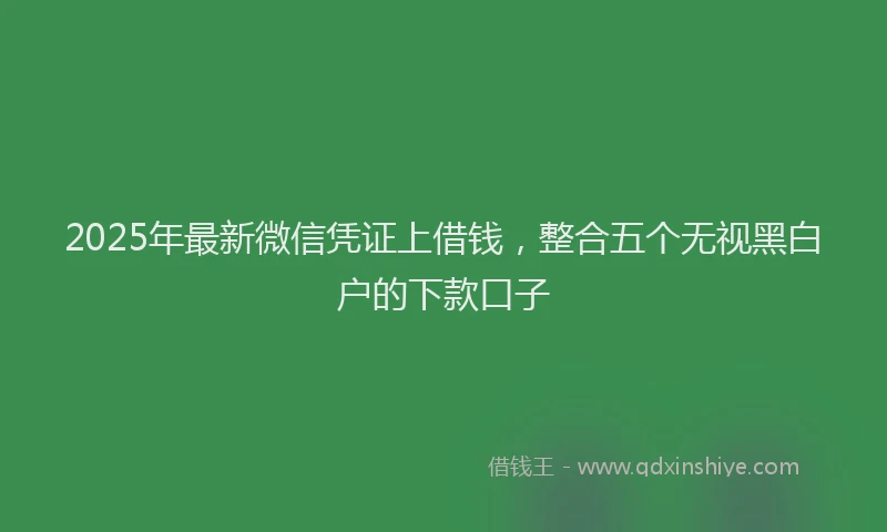 2025年最新微信凭证上借钱，整合五个无视黑白户的下款口子