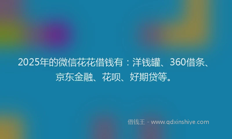 2025年的微信花花借钱有：洋钱罐、360借条、京东金融、花呗、好期贷等。