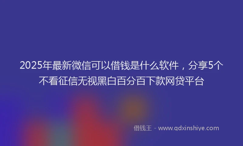 2025年最新微信可以借钱是什么软件，分享5个不看征信无视黑白百分百下款网贷平台