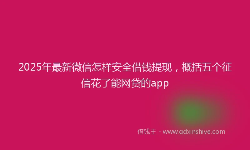 2025年最新微信怎样安全借钱提现，概括五个征信花了能网贷的app