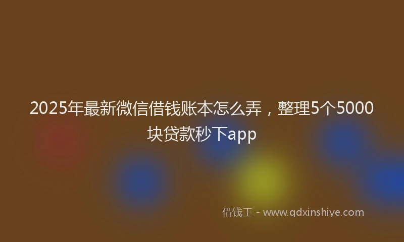 2025年最新微信借钱账本怎么弄，整理5个5000块贷款秒下app