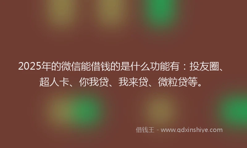 2025年的微信能借钱的是什么功能有：投友圈、超人卡、你我贷、我来贷、微粒贷等。