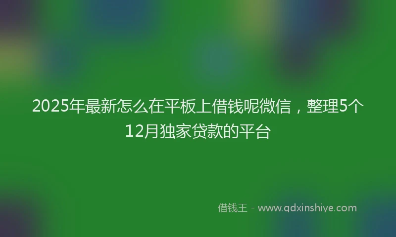 2025年最新怎么在平板上借钱呢微信，整理5个12月独家贷款的平台