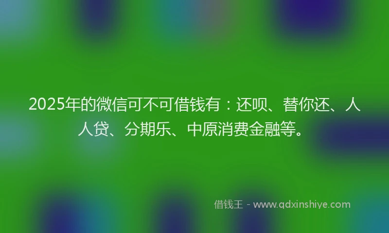 2025年的微信可不可借钱有：还呗、替你还、人人贷、分期乐、中原消费金融等。