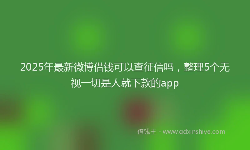 2025年最新微博借钱可以查征信吗，整理5个无视一切是人就下款的app