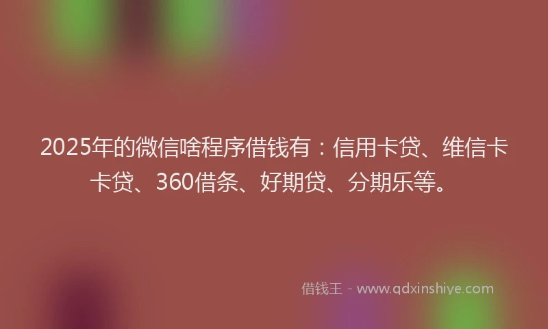 2025年的微信啥程序借钱有：信用卡贷、维信卡卡贷、360借条、好期贷、分期乐等。