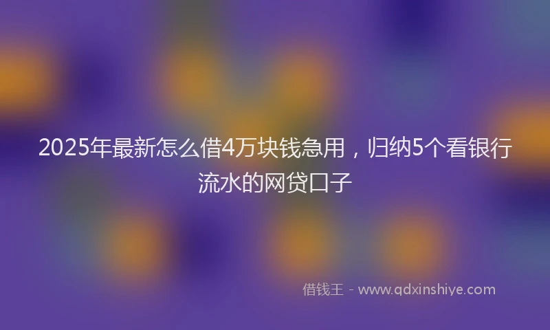 2025年最新怎么借4万块钱急用，归纳5个看银行流水的网贷口子