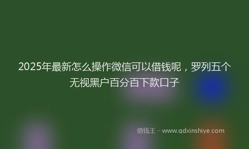 2025年最新怎么操作微信可以借钱呢，罗列五个无视黑户百分百下款口子