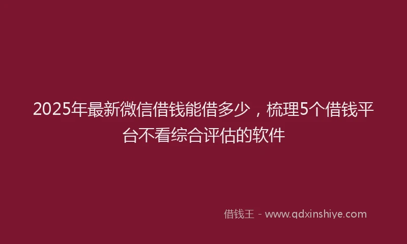 2025年最新微信借钱能借多少，梳理5个借钱平台不看综合评估的软件