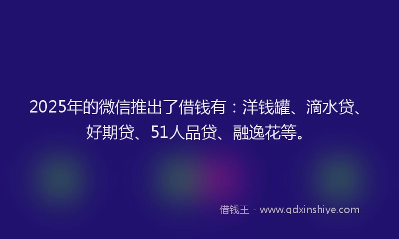 2025年的微信推出了借钱有：洋钱罐、滴水贷、好期贷、51人品贷、融逸花等。