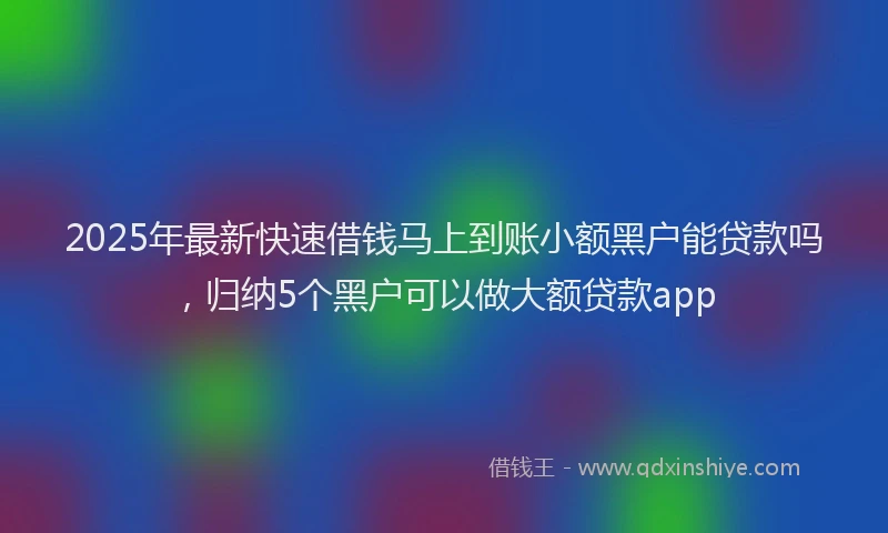 2025年最新快速借钱马上到账小额黑户能贷款吗，归纳5个黑户可以做大额贷款app