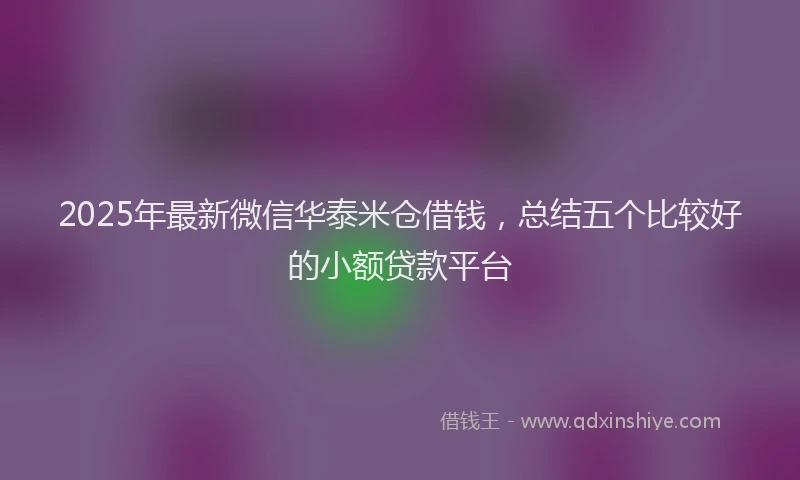 2025年最新微信华泰米仓借钱，总结五个比较好的小额贷款平台