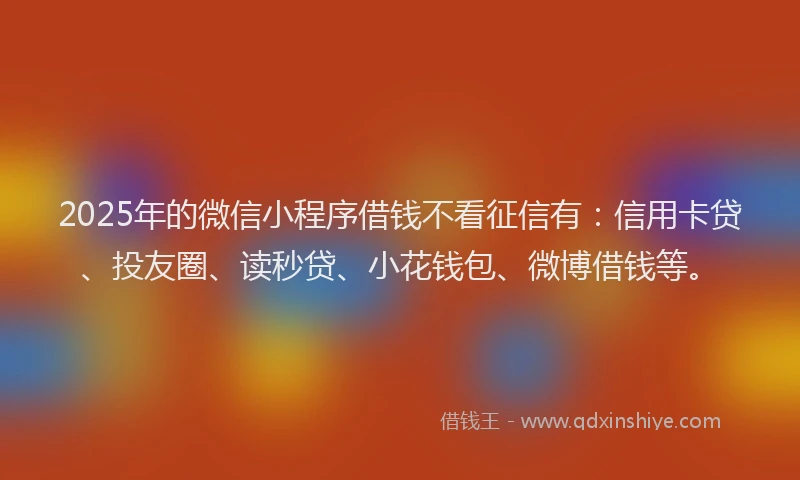 2025年的微信小程序借钱不看征信有：信用卡贷、投友圈、读秒贷、小花钱包、微博借钱等。