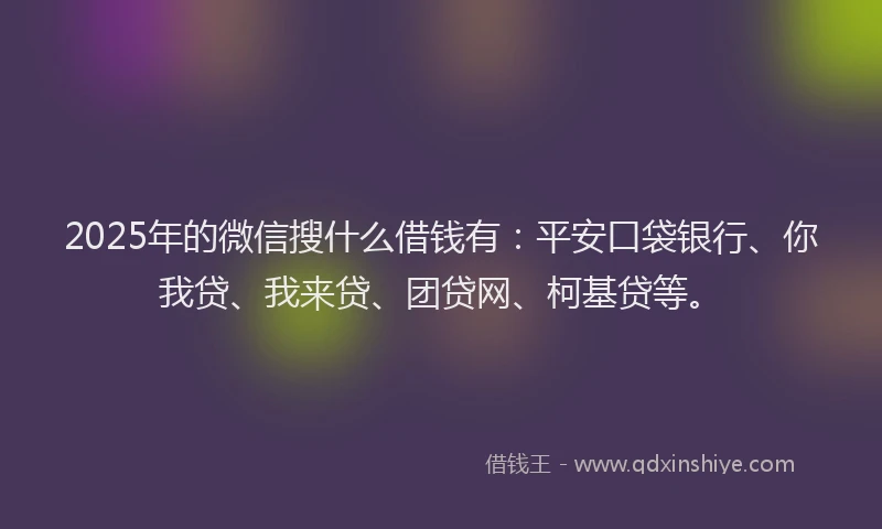 2025年的微信搜什么借钱有：平安口袋银行、你我贷、我来贷、团贷网、柯基贷等。