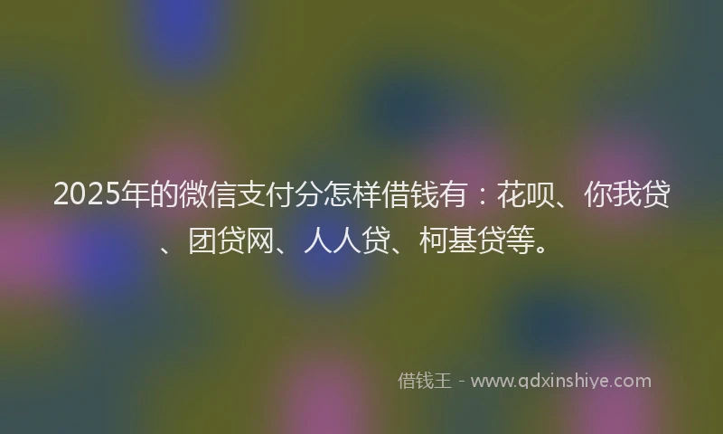 2025年的微信支付分怎样借钱有：花呗、你我贷、团贷网、人人贷、柯基贷等。