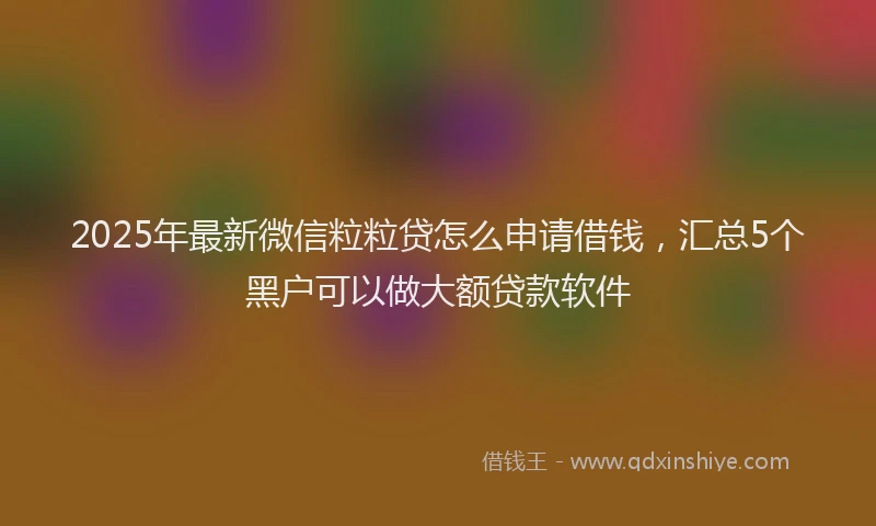 2025年最新微信粒粒贷怎么申请借钱，汇总5个黑户可以做大额贷款软件