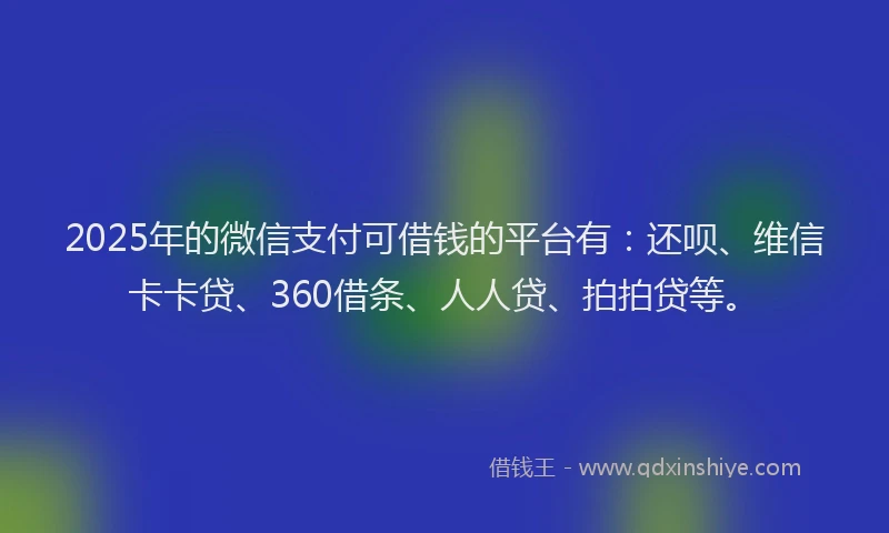 2025年的微信支付可借钱的平台有：还呗、维信卡卡贷、360借条、人人贷、拍拍贷等。