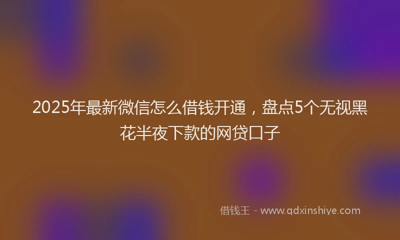2025年最新微信怎么借钱开通，盘点5个无视黑花半夜下款的网贷口子