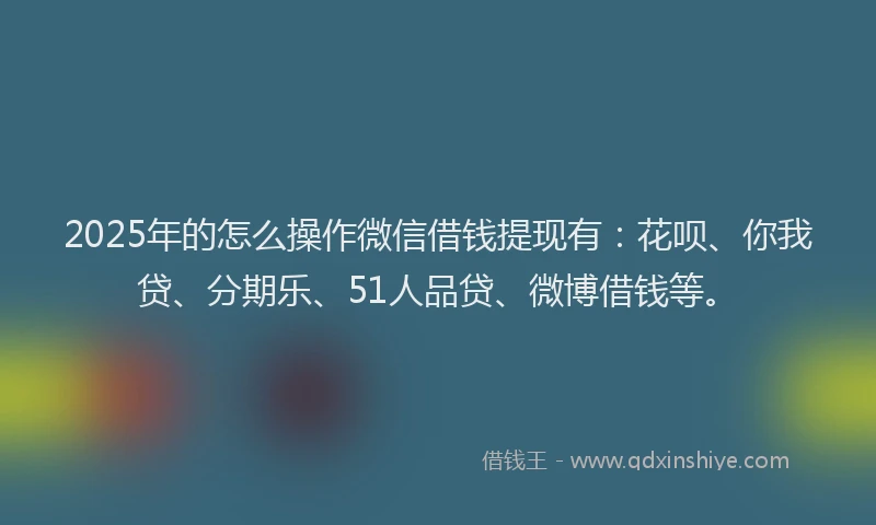 2025年的怎么操作微信借钱提现有：花呗、你我贷、分期乐、51人品贷、微博借钱等。
