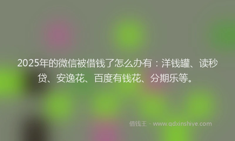 2025年的微信被借钱了怎么办有：洋钱罐、读秒贷、安逸花、百度有钱花、分期乐等。