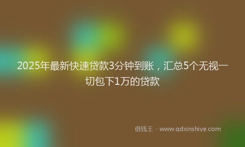 2025年最新快速贷款3分钟到账，汇总5个无视一切包下1万的贷款