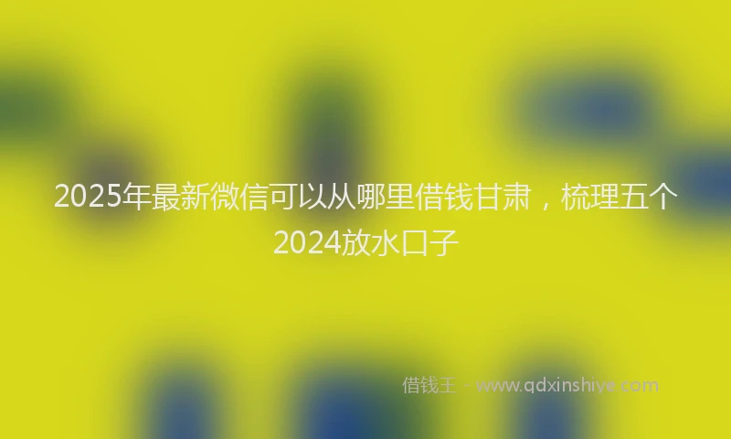 2025年最新微信可以从哪里借钱甘肃，梳理五个2024放水口子