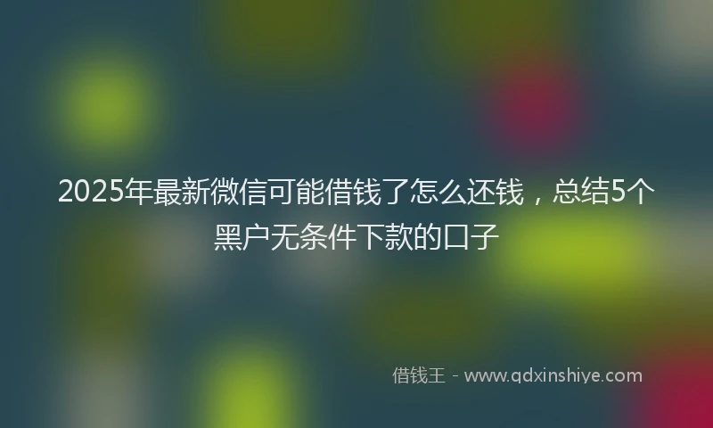 2025年最新微信可能借钱了怎么还钱，总结5个黑户无条件下款的口子