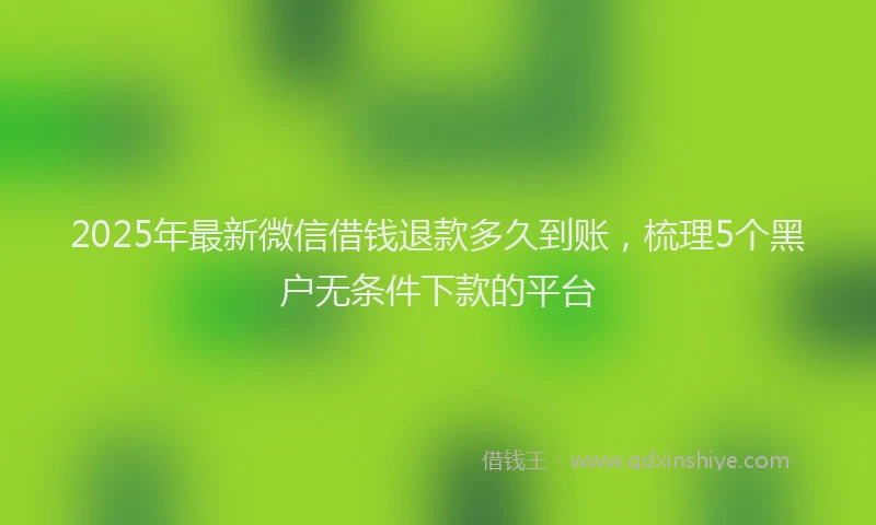 2025年最新微信借钱退款多久到账，梳理5个黑户无条件下款的平台