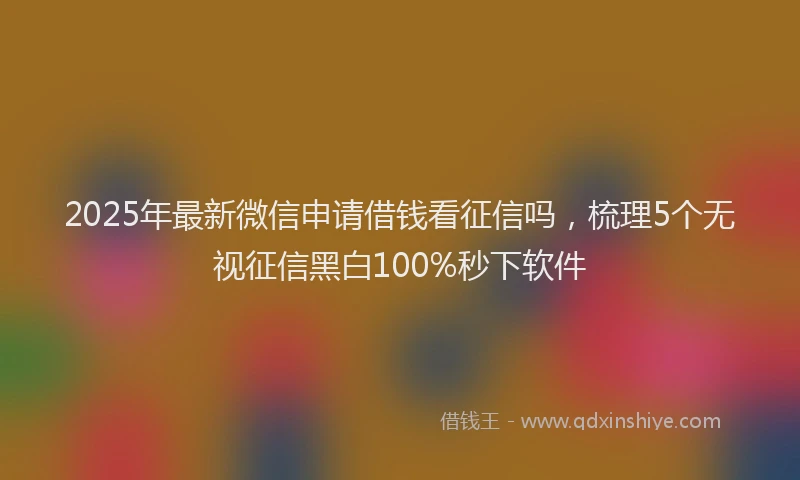 2025年最新微信申请借钱看征信吗，梳理5个无视征信黑白100%秒下软件