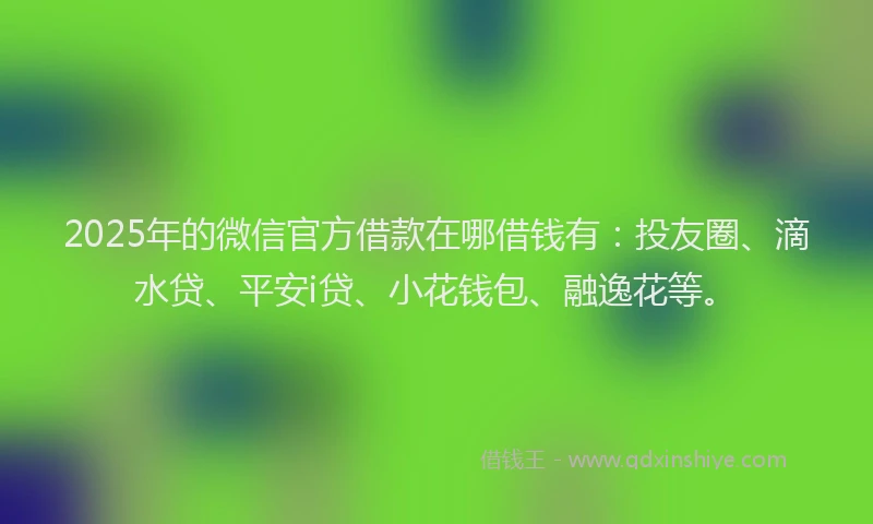 2025年的微信官方借款在哪借钱有：投友圈、滴水贷、平安i贷、小花钱包、融逸花等。