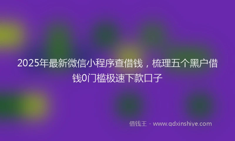 2025年最新微信小程序查借钱，梳理五个黑户借钱0门槛极速下款口子
