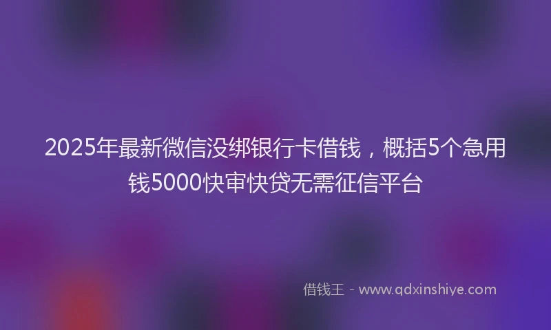 2025年最新微信没绑银行卡借钱，概括5个急用钱5000快审快贷无需征信平台