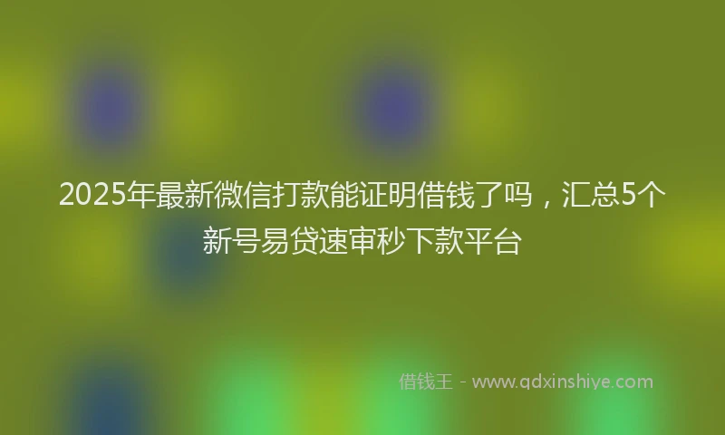 2025年最新微信打款能证明借钱了吗，汇总5个新号易贷速审秒下款平台