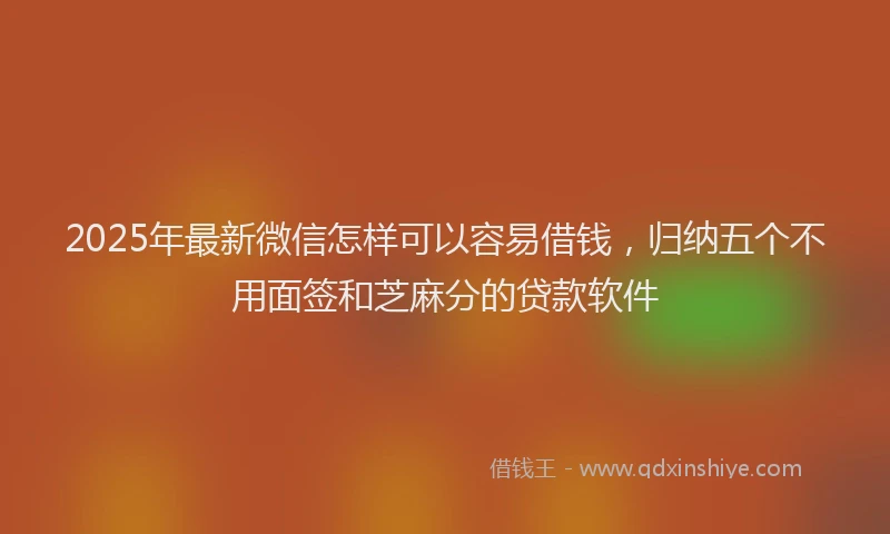 2025年最新微信怎样可以容易借钱，归纳五个不用面签和芝麻分的贷款软件
