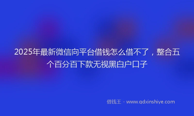 2025年最新微信向平台借钱怎么借不了，整合五个百分百下款无视黑白户口子